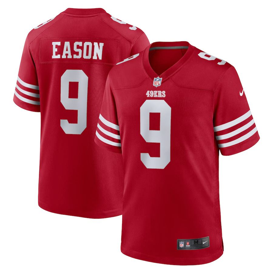 Men San Francisco 49ers 9 Jacob Eason Nike Scarlet Home Game Player NFL Jersey